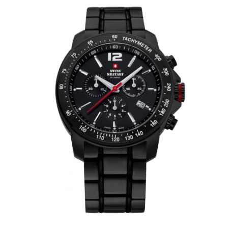 SWISS MILITARY CRONOGRAFO CON DATA CASSA ACCIAIO CINTURINO ACCIAIO